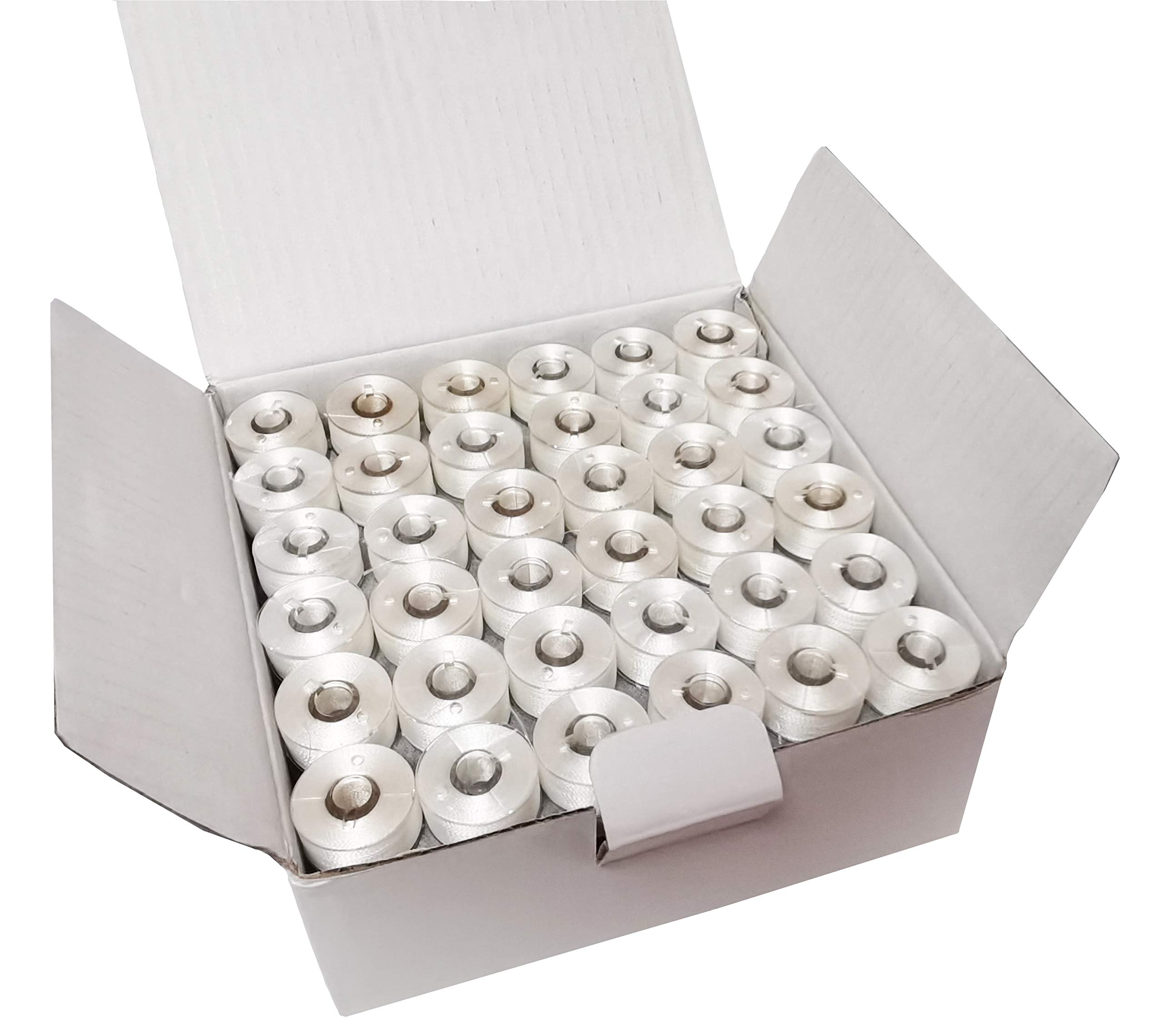 HimaPro 144 PreWound Bobbins for Embroidery and Sewing Machines Class 15 Size A (SA156) Plastic Sided 60 WT Polyester Sewing Thread(144 White)