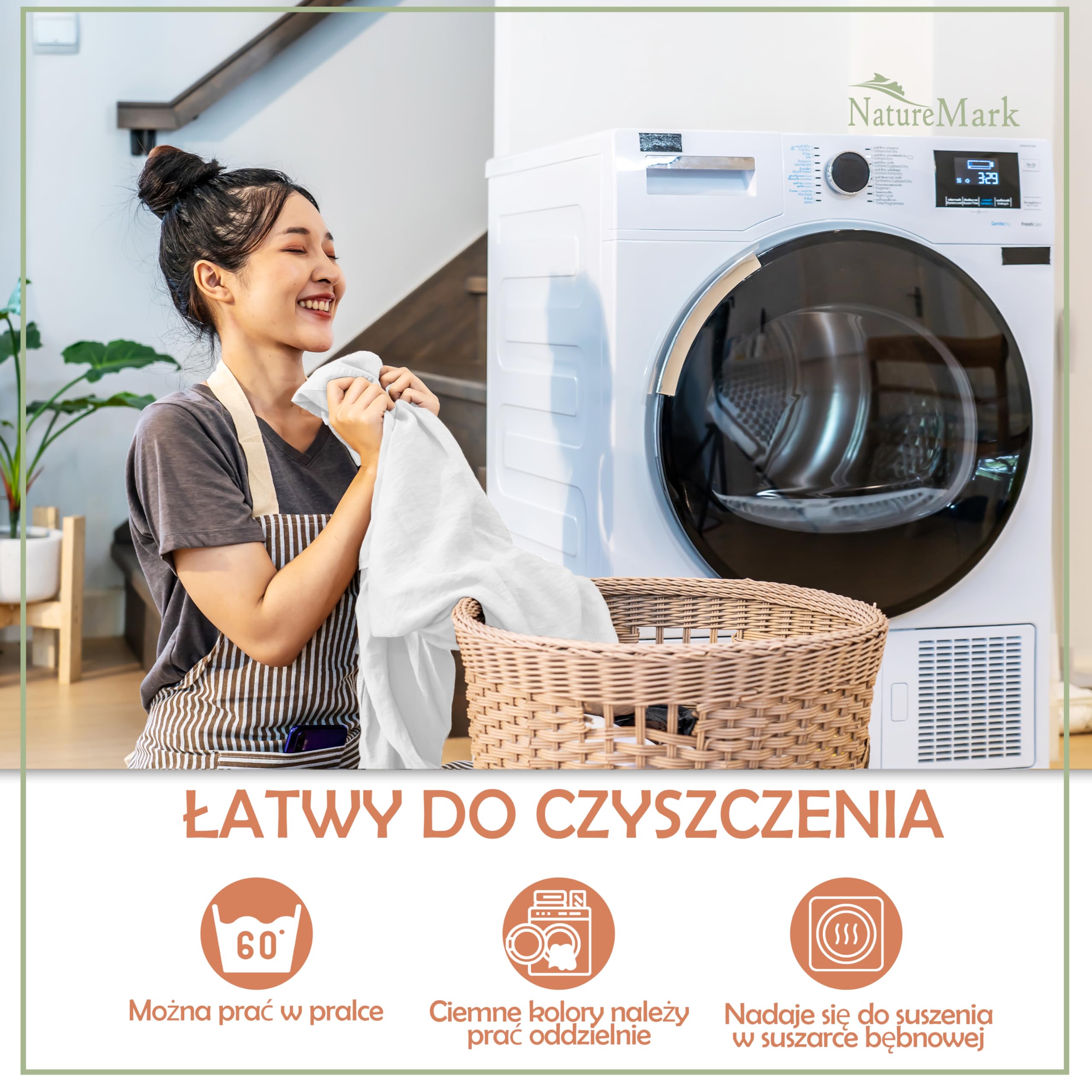 NatureMark Prześcieradło z gumką z mikrofibry szczotkowanej – Ultra miękkie, oddychające i hipoalergiczne – Szybkoschnące, łatwe w pielęgnacji – Pełna gumka – 180 x 200 cm Biały