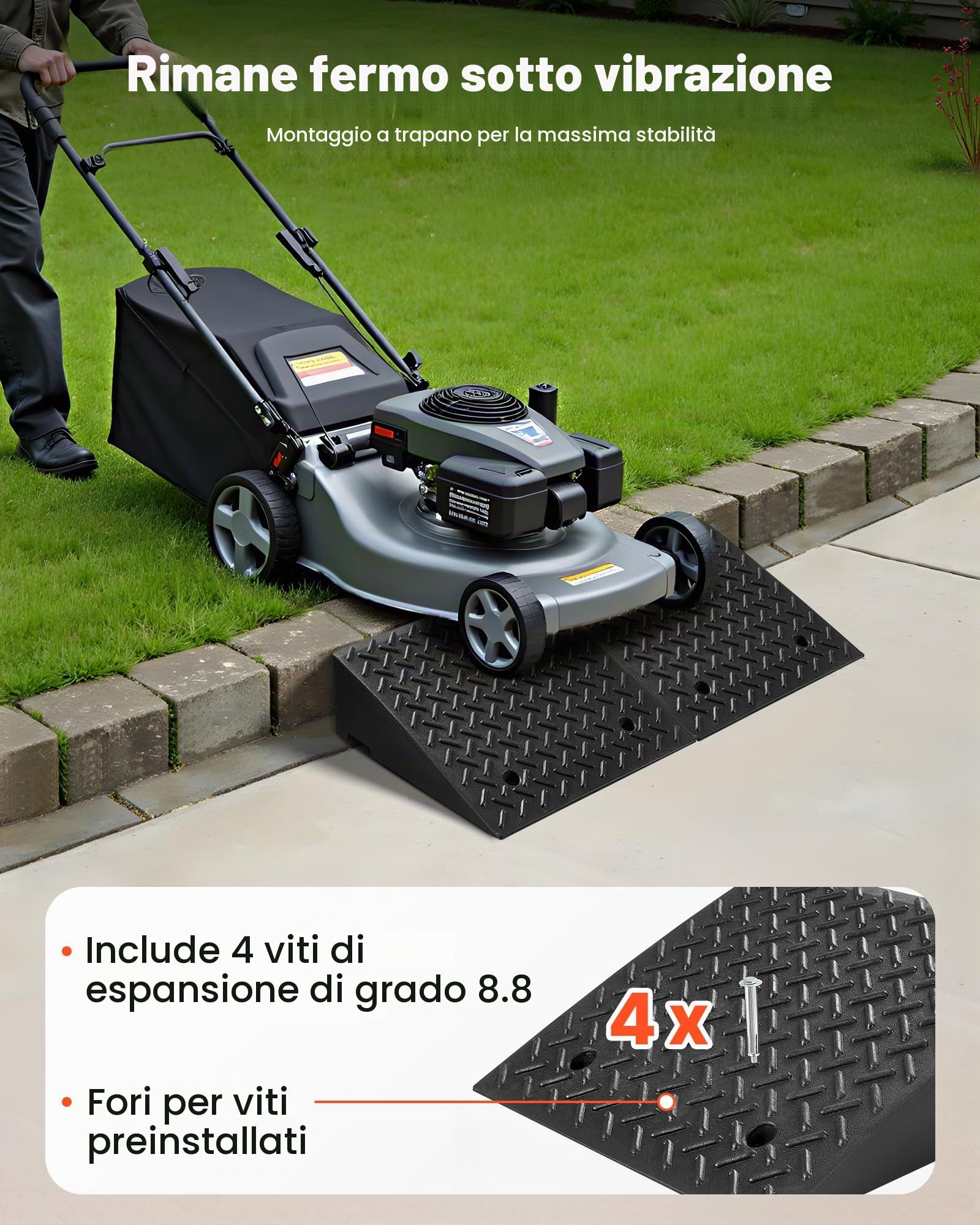 VEVOR Rampa per Marciapiede, Capacità di Carico di 3,175 T, Altezza di Salita di 17,8 cm, con Serbatoio di Drenaggio per Sedie a Rotelle, Passeggini, Motociclette, Automobili, Confezione da 2