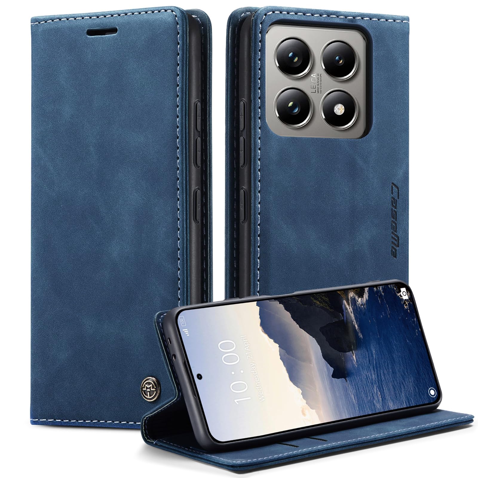 Lanranwa Handyhülle für Xiaomi 14T Pro 5G Hülle Premium Lederhülle Klappbar Flip Case Handytasche Schutzhülle Klapphülle Standfunktion für Xiaomi 14T Pro -Blau