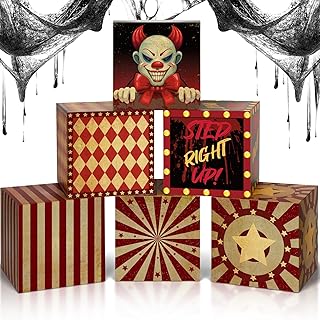 6 Pcs Large Halloween Creepy Carnival Decorations Circus Clown Box Outdoor Decorations Horror Circus Party Boxes Carnival Circus Theme Party Decorations for Horror Haunted House Supplies