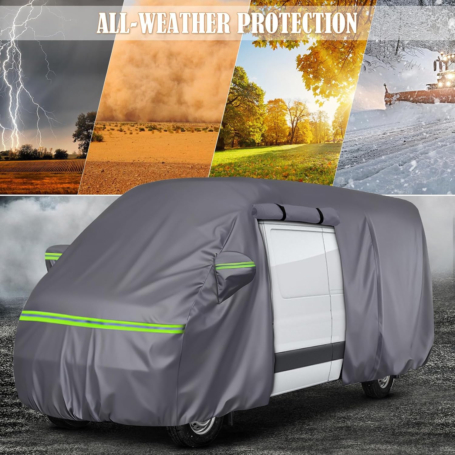 Class B RV Cover Fits up to 19'-20' High Roof Camper Vans - Compatible with Mercedes Sprinter 144" WB, Ram ProMaster 159", Winnebago Revel & Travato - Waterproof, Windproof, UV Protection