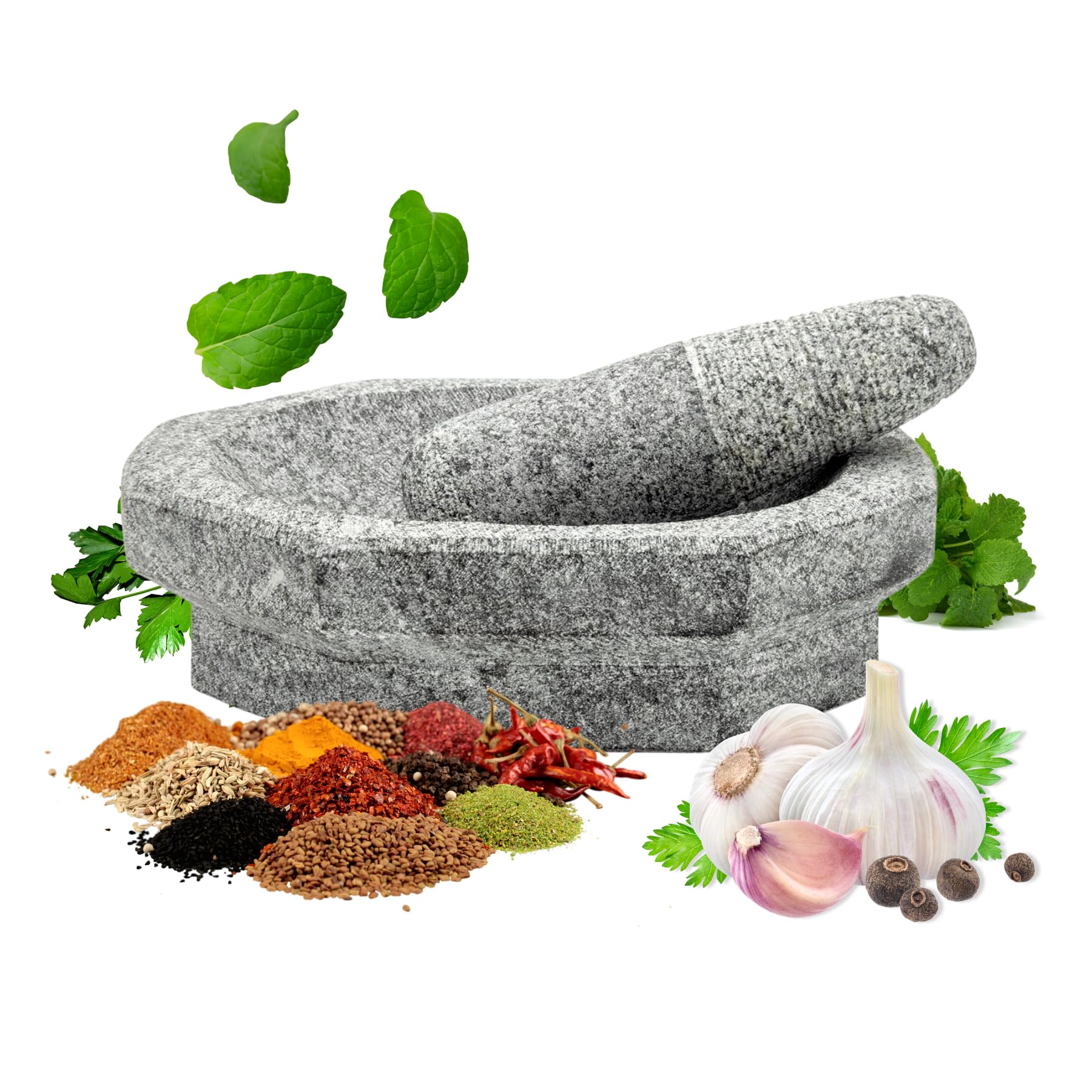 NOMZ Kalvam Mortar and Pestle Set, Stone Grinder, Ginger Garlic Spice Crusher, Silbatta Kharal Okhli for Chutney (8 Inch, Medium Block Shape Kitchen Tool) (B0D6GPMD7Y) Amazon Price History, Amazon Price Tracker