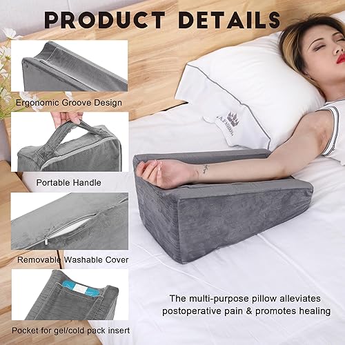 Miniatura 5 de TYYIHUA Almohada de brazo para reposabrazos, almohada de elevación de brazos, almohada de apoyo ergonómico para dormir, apoyo y recuperación de