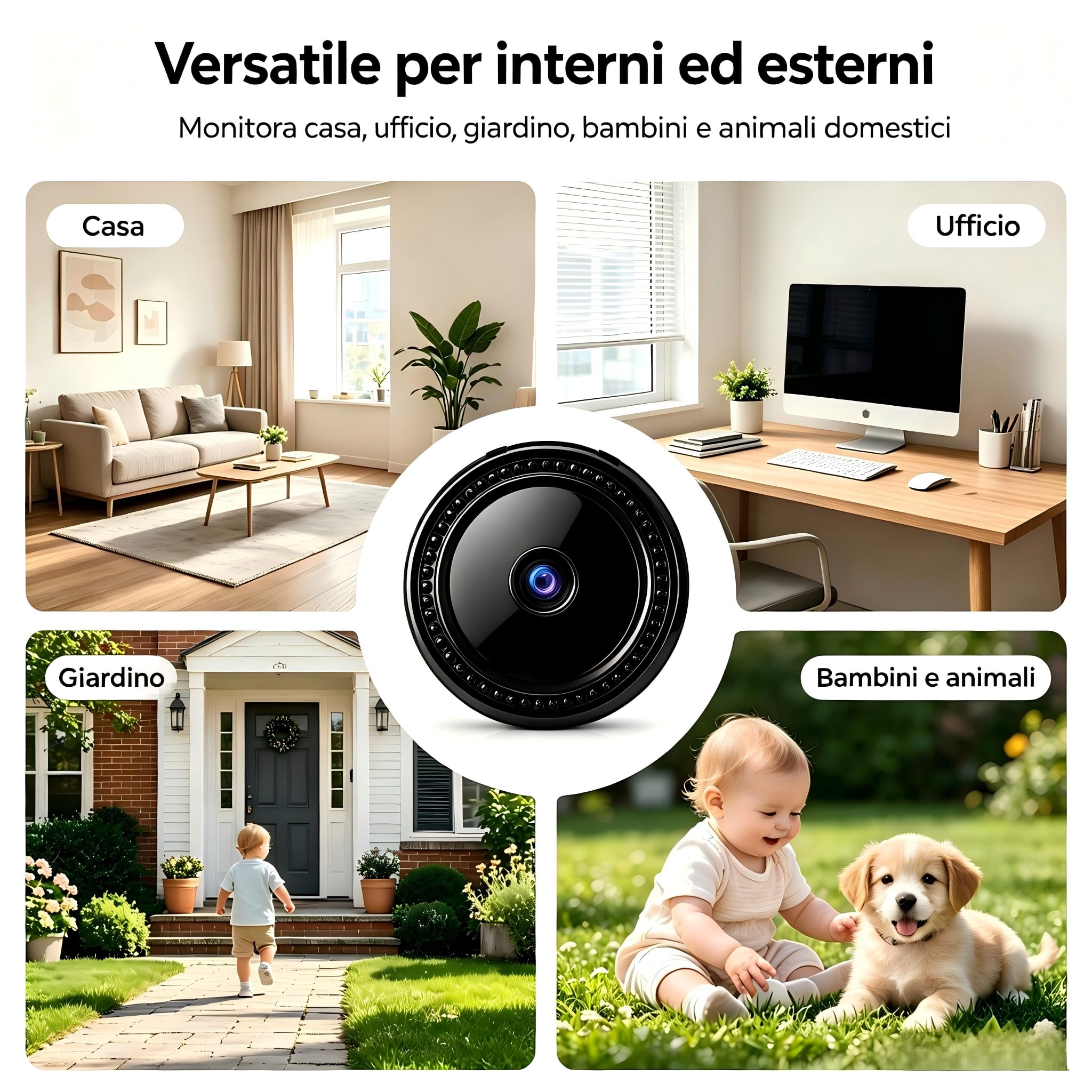6 PCS Mini Telecamera Spia WiFi 1080P HD, Videocamera di Sorveglianza con Visione Notturna e Rilevamento del Movimento, Controllo Remoto tramite App, per Uso Interno ed Esterno in Casa S/R