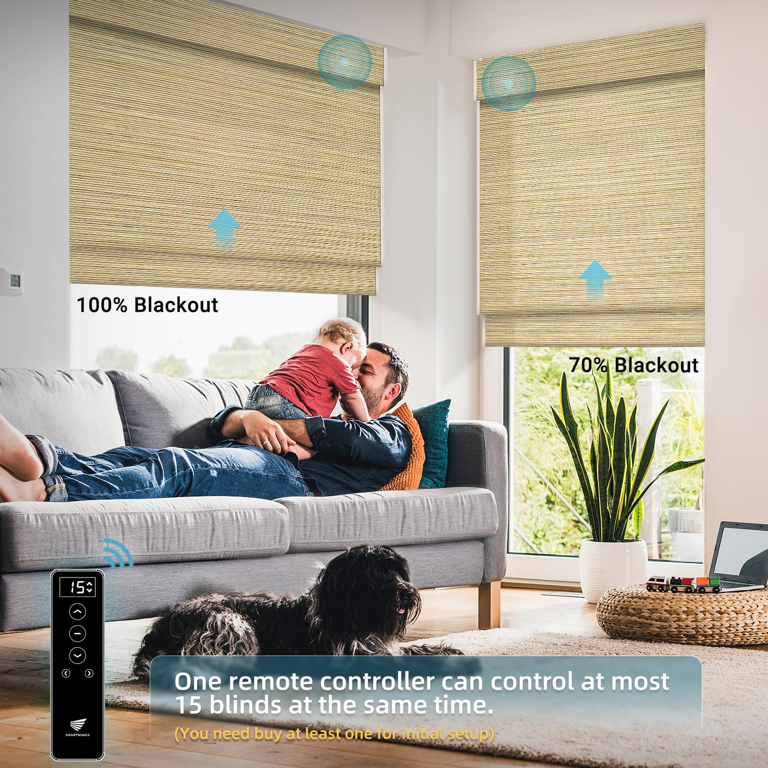 Amazon.com: SmartWings Motorized Natural Woven Wood Shades Work
