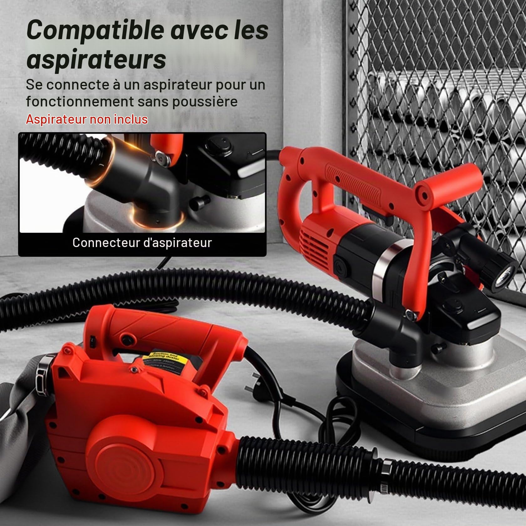 Ponceuse-Polisseuse éLectrique Rotative à 4 TêTes, Meuleuse d'angle pour BéTon, Ponceuse à BéTon pour Murs Et Sols, 3600 W, 6 Vitesses Variables (600-3000 TR/Min), pour Ciment Extensionrod