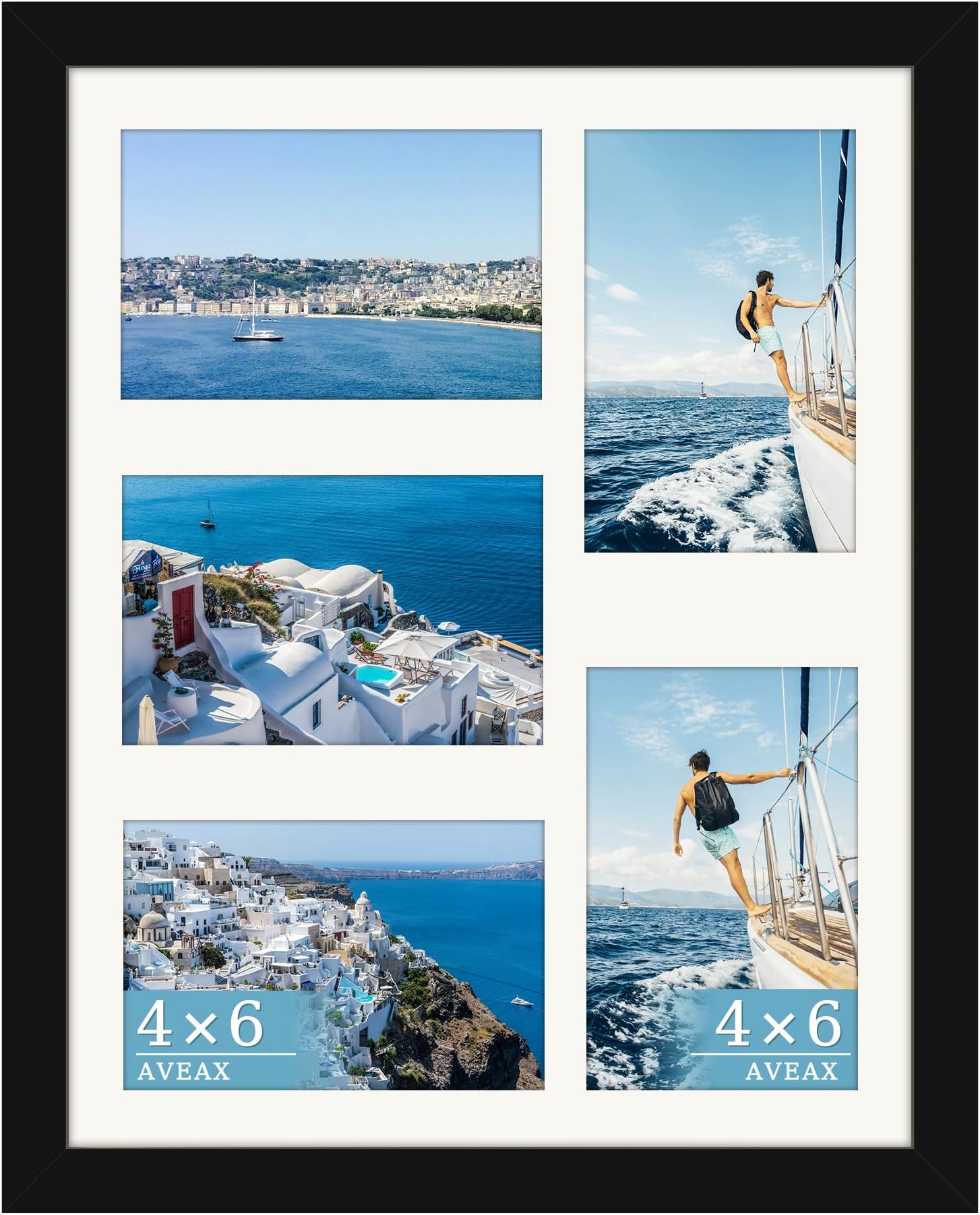 AVEAX 11x14（28x36 cm） Photo Frame Display Five Pictures 4x6 Frames Multiple Photos, Black