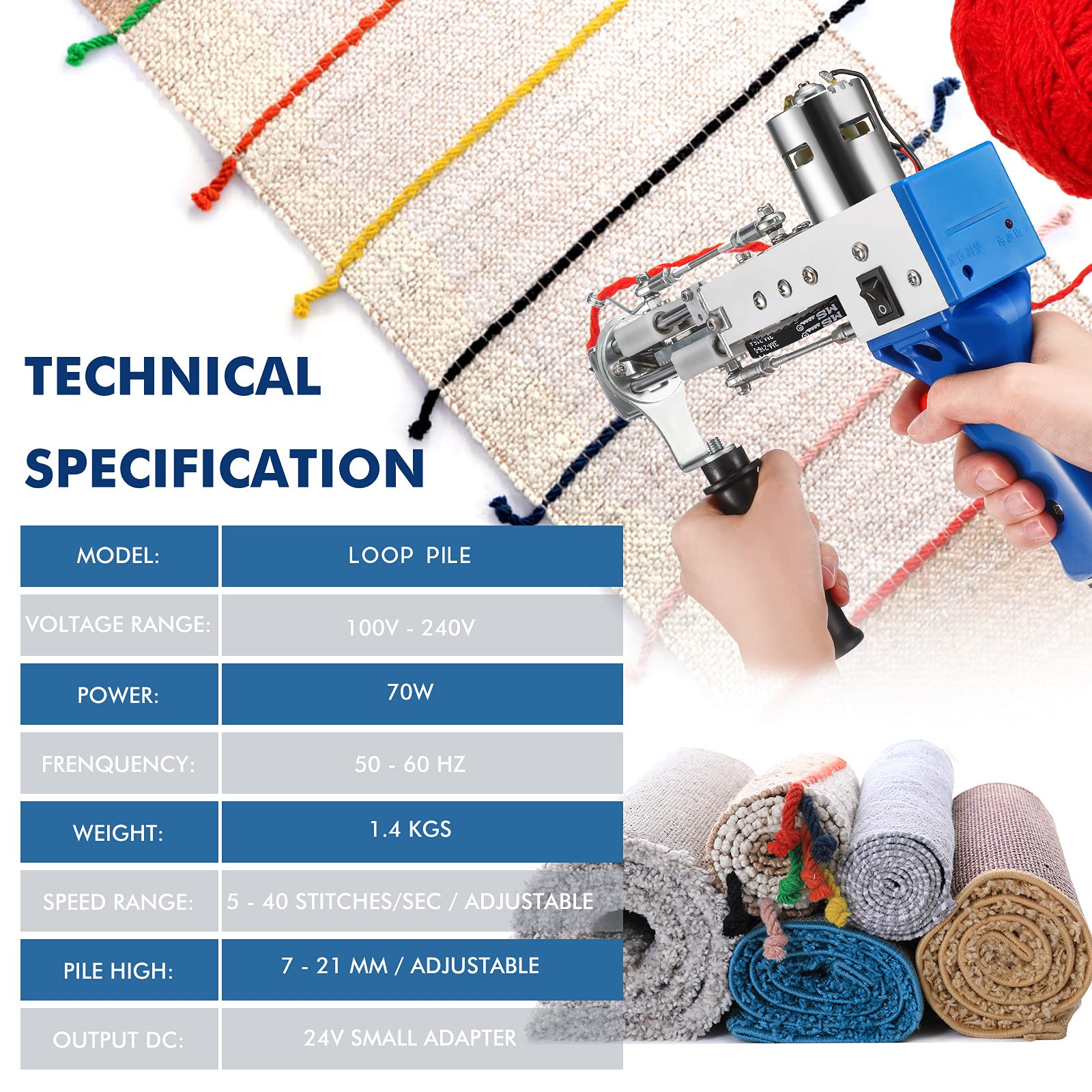 Tufting Gun, Cut Pile Tufting Gun, Loop Tufting Gun 100V240V Rug Gun