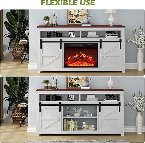 Miniatura 6 de Soporte eléctrico de TV de 58 pulgadas con chimenea para televisores de hasta 70 pulgadas, centro de entretenimiento con chimenea de control remoto,