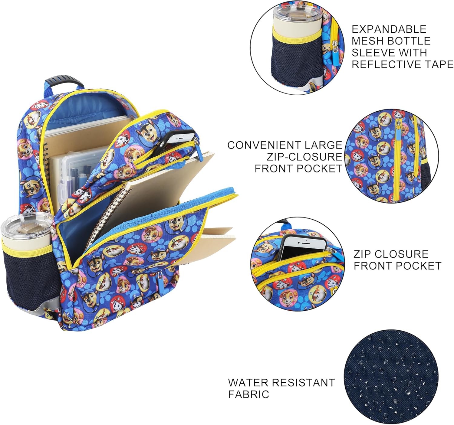 Bioworld Paw Patrol Favorite Characters 2-Piece 14" Toddler Backpack & Lunch Kit Set For Toddler Boys School And Travel