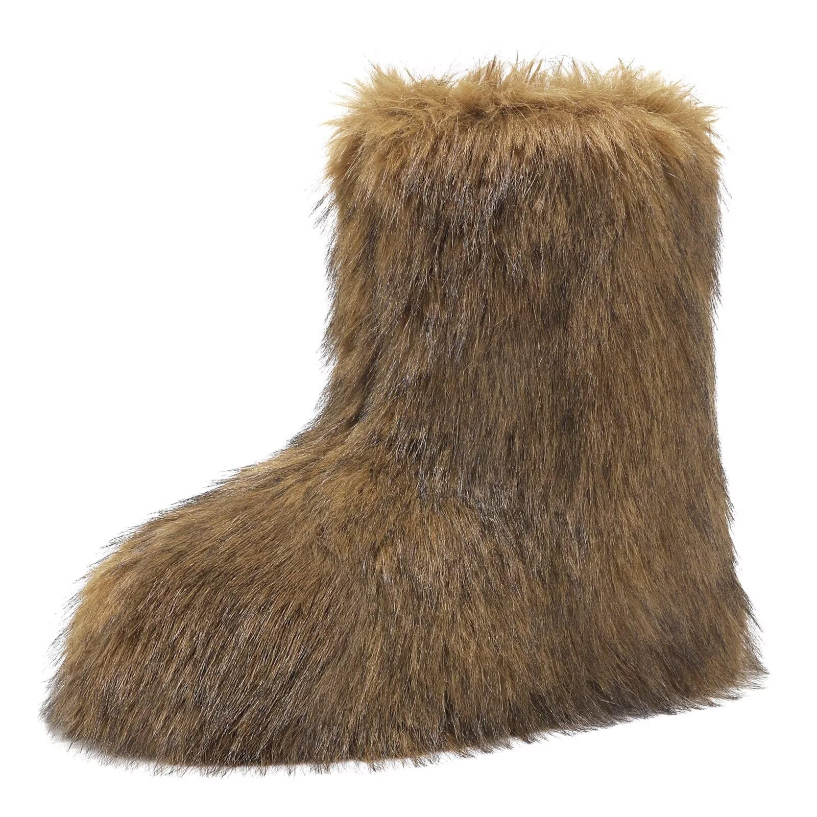 Scecocrs Fluffy Furry Mid-Calf Boot for Women Fashion Fuzzy Warm Snow Booties Fur Winter Boots for Outdoor