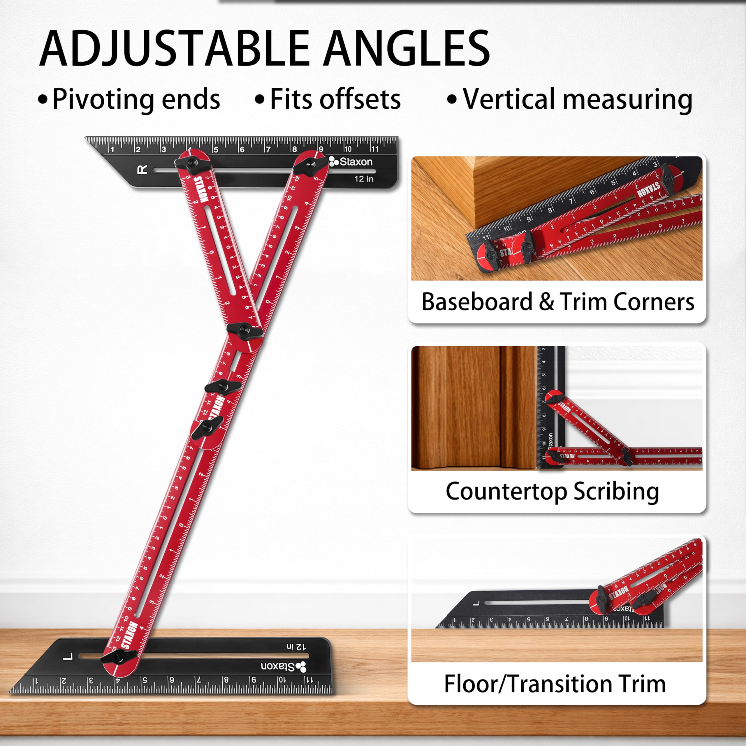 Stair Tread Template Tool – Stair Tread Gauge, Hidden Screw Slide Rail Stair Tools for Stair Measuring Tool Stair Gauge Jig Stair Template Stair Step Tool（Black+Red） — Amazon image 5