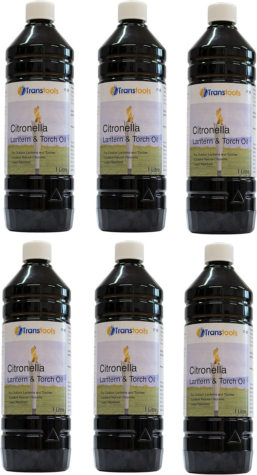 6 x Transtools Insect Repelling Citronella Lantern, lamp and Torch Oil - 1 Litre