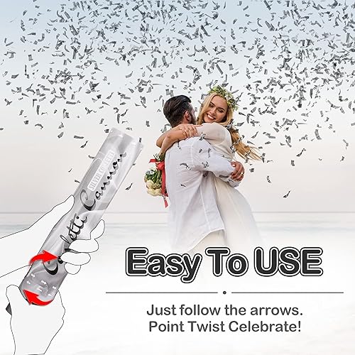 Miniatura 4 de Cañón de confeti para fiestas, (6 unidades) YESHOW Confetti Blaster plateado metálico para cumpleaños, graduación, boda, Navidad, Nochevieja