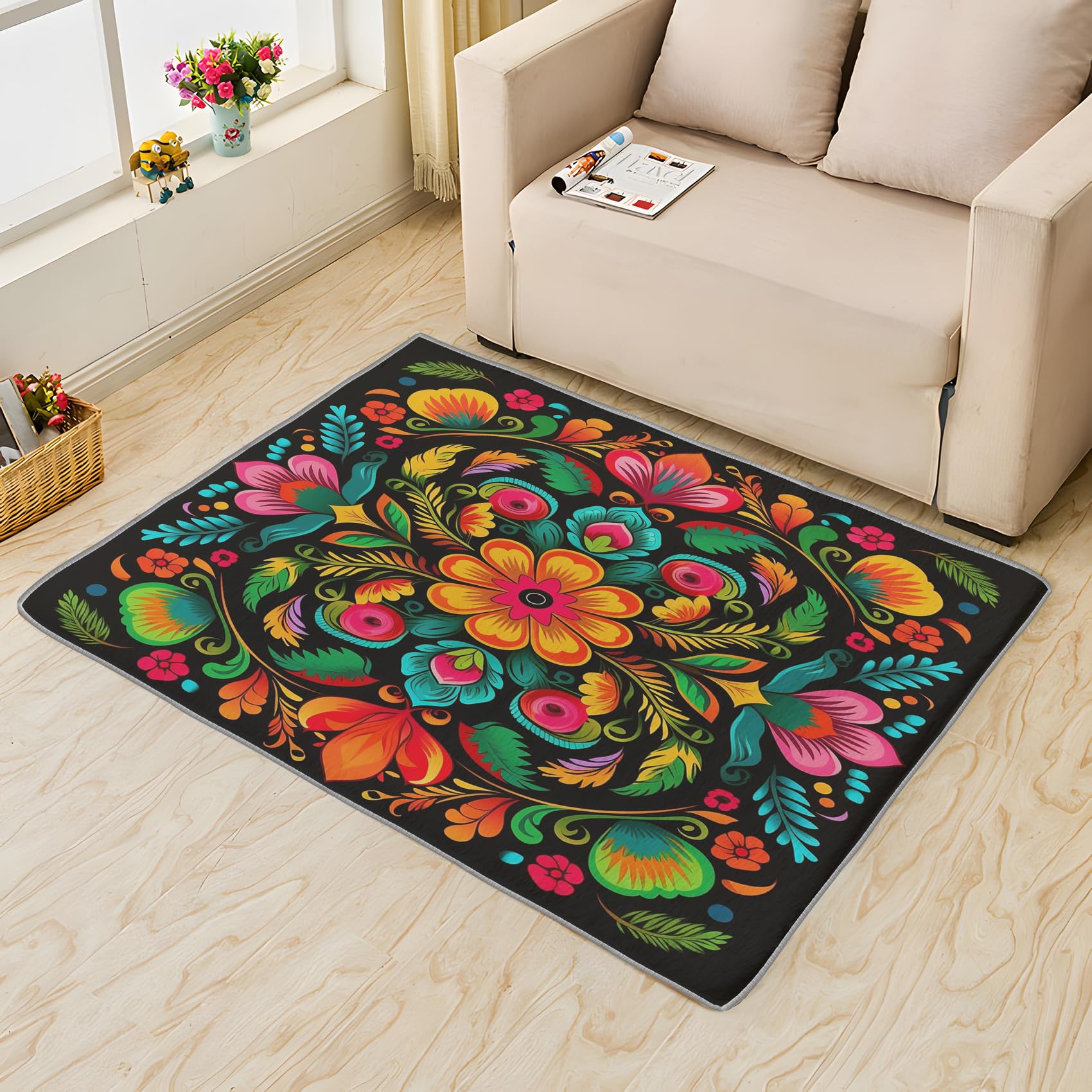 Amazon.com: MOBEITI Mexican Area Rug 5x7, Floral Rugs for Bedroom