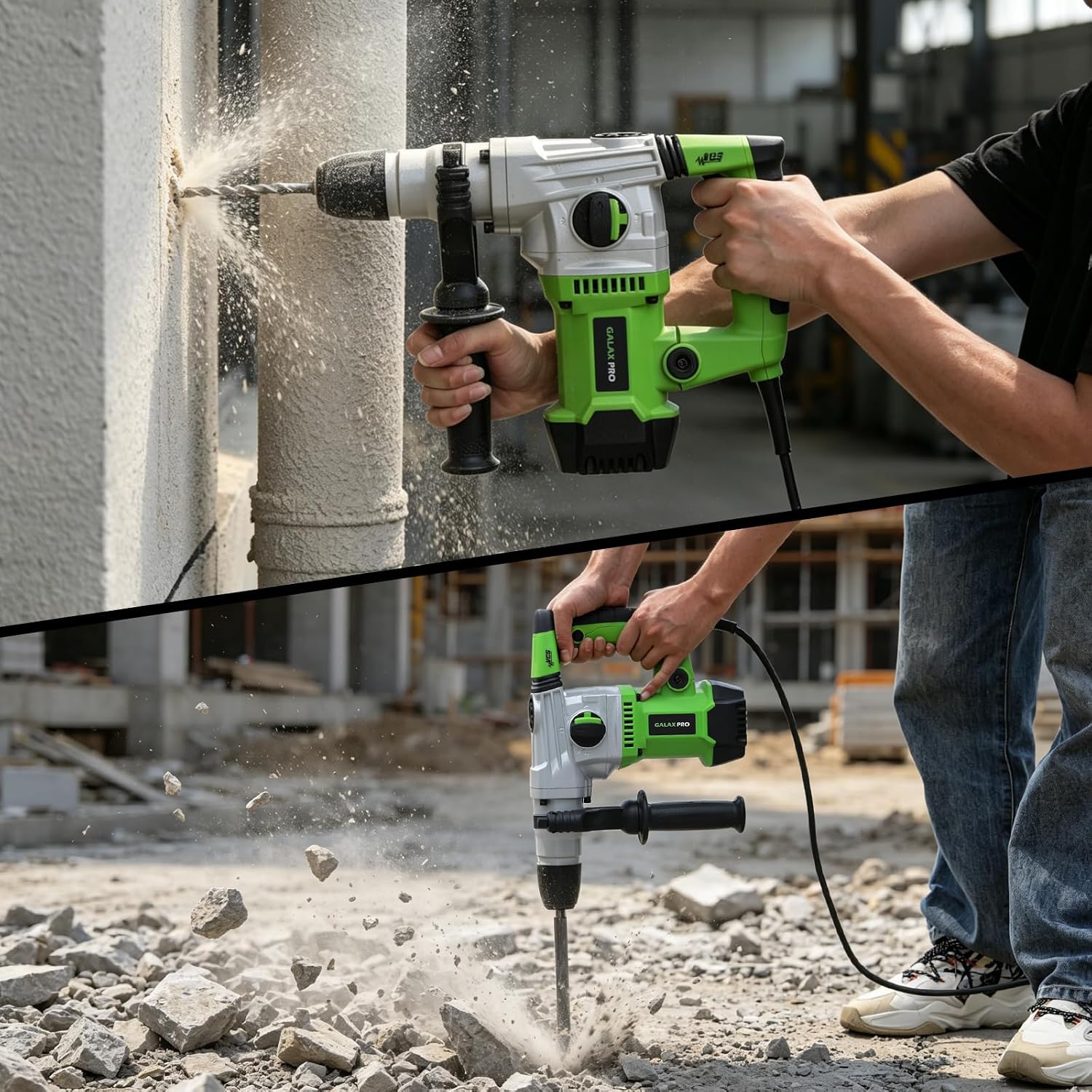 GALAX PRO SDS-Plus Rotary Hammer Drill 13A 0-4000RPM, 4 in 1 Functions