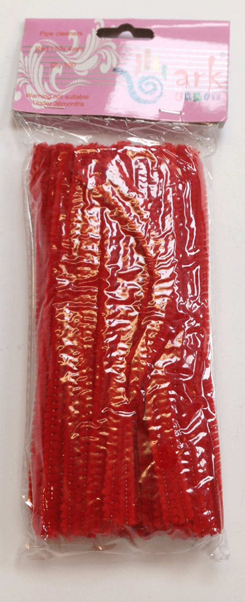 arkCRAFT Pipe Cleaners in Assorted Sizes and Colours (150mm x 4mm, 100 x Red), DJ0025