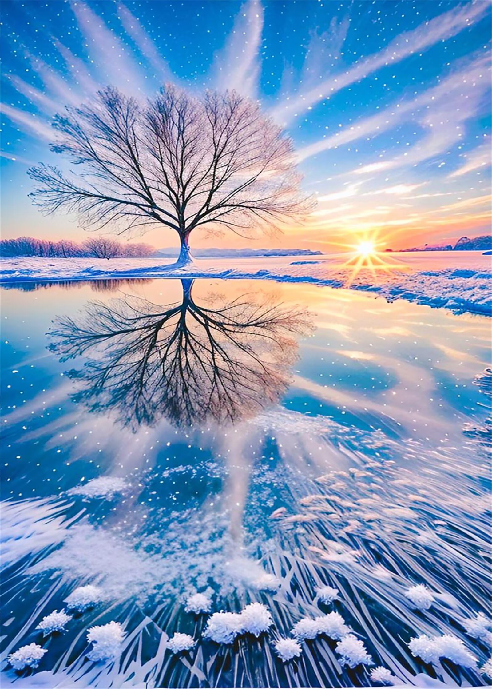 Puzzle 1000 elementów, lodowiec drzewo puzzle zachód słońca dla dorosłych, puzzle sztuka dla dorosłych, gry relaksacyjne i inteligencja, puzzle do gry rodzinnej prezent