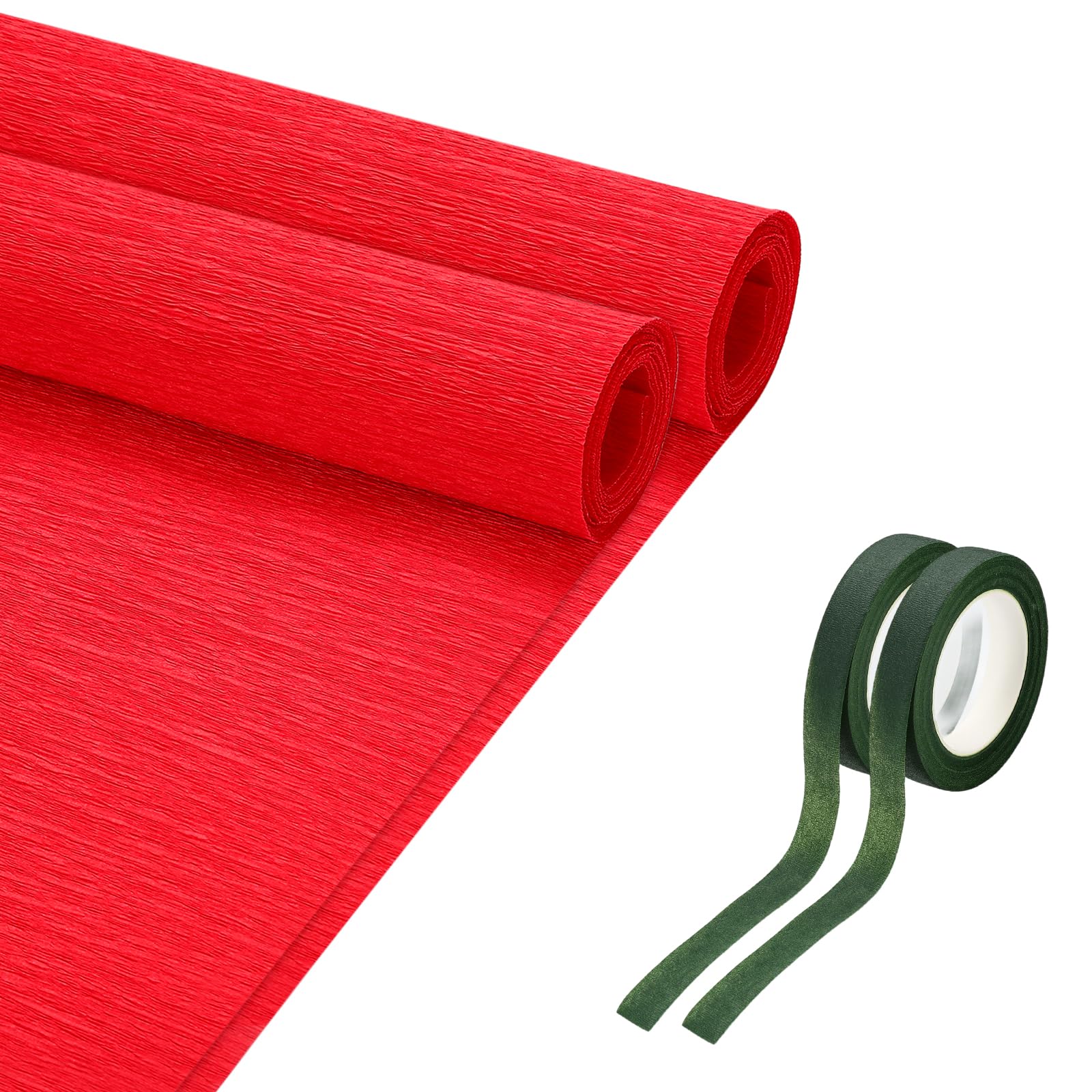 sourcing map 19.7" Wide 8.2Ft Long Crepe Paper Roll, Thickened Crepe Paper Sheets with Adhesive Tape for Flower Making DIY Gift Wrapping Wedding Ceremony Decoration (Red)