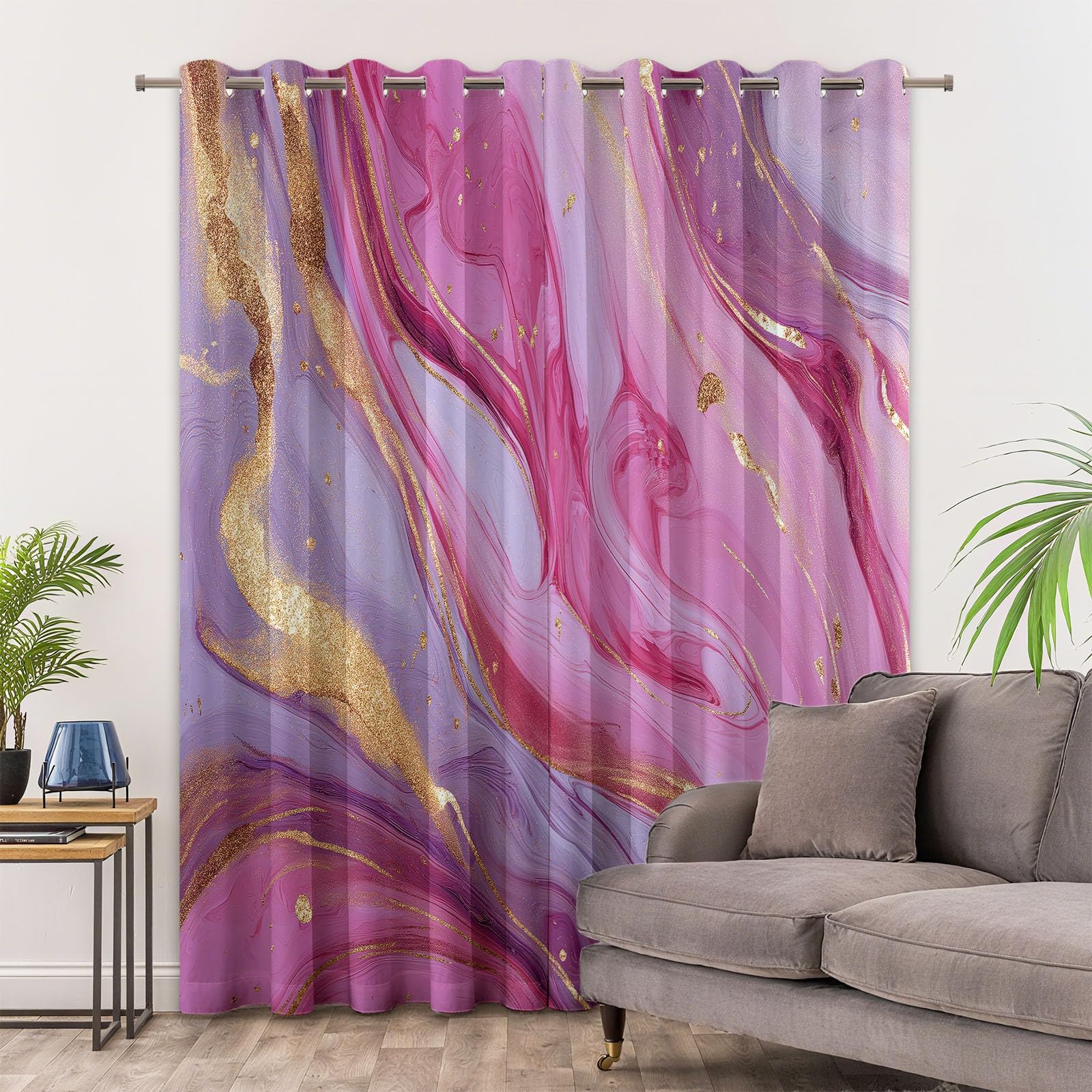 Zasłony zaciemniające, 140 x 250 cm, abstrakcyjny marmur ze złotymi akcentami, izolacja termiczna, zasłony na przelotkach dla dzieci, dziewcząt, dorosłych, zasłony z nadrukiem, do sypialni, salonu