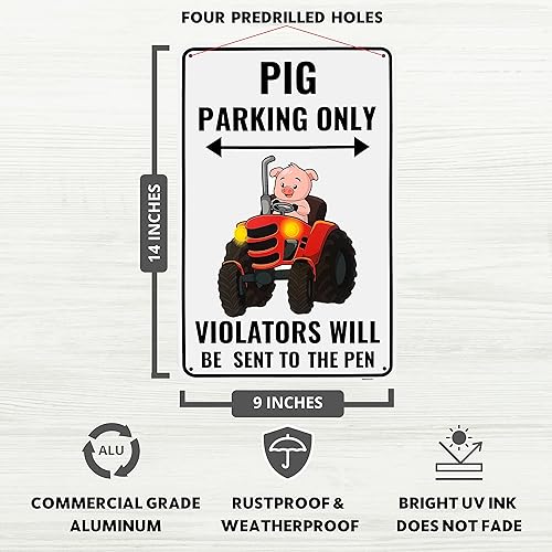 Miniatura 2 de Venicor Letrero decorativo de cerdo 9 x 14 pulgadas Aluminio Regalos lindos de cerdo para amantes de los cerdos, calcomanías de decoración para