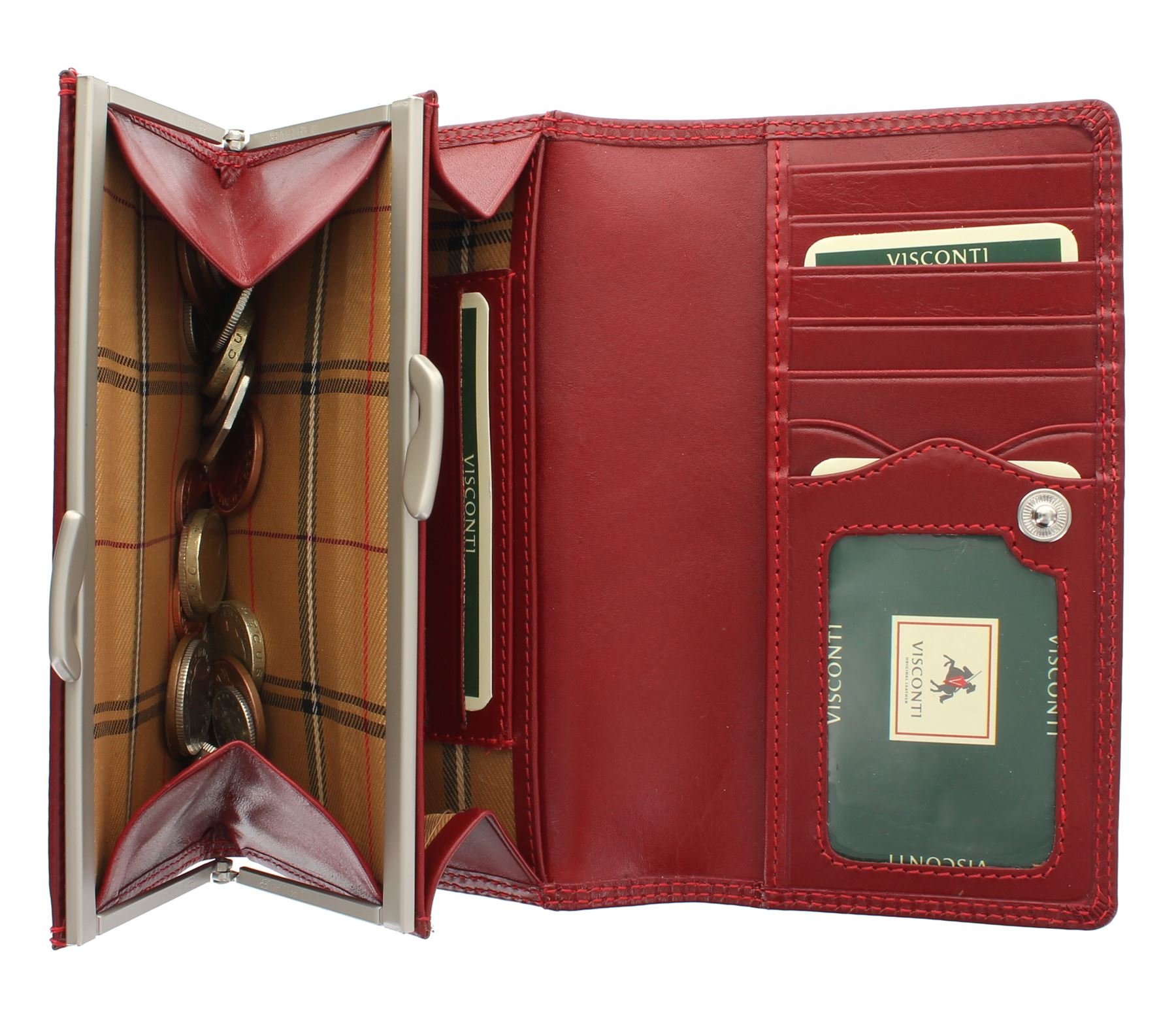 Visconti Monza Colección MARIA curtido vegetal señoras de cuero del clip del monedero MZ12 Rojo
