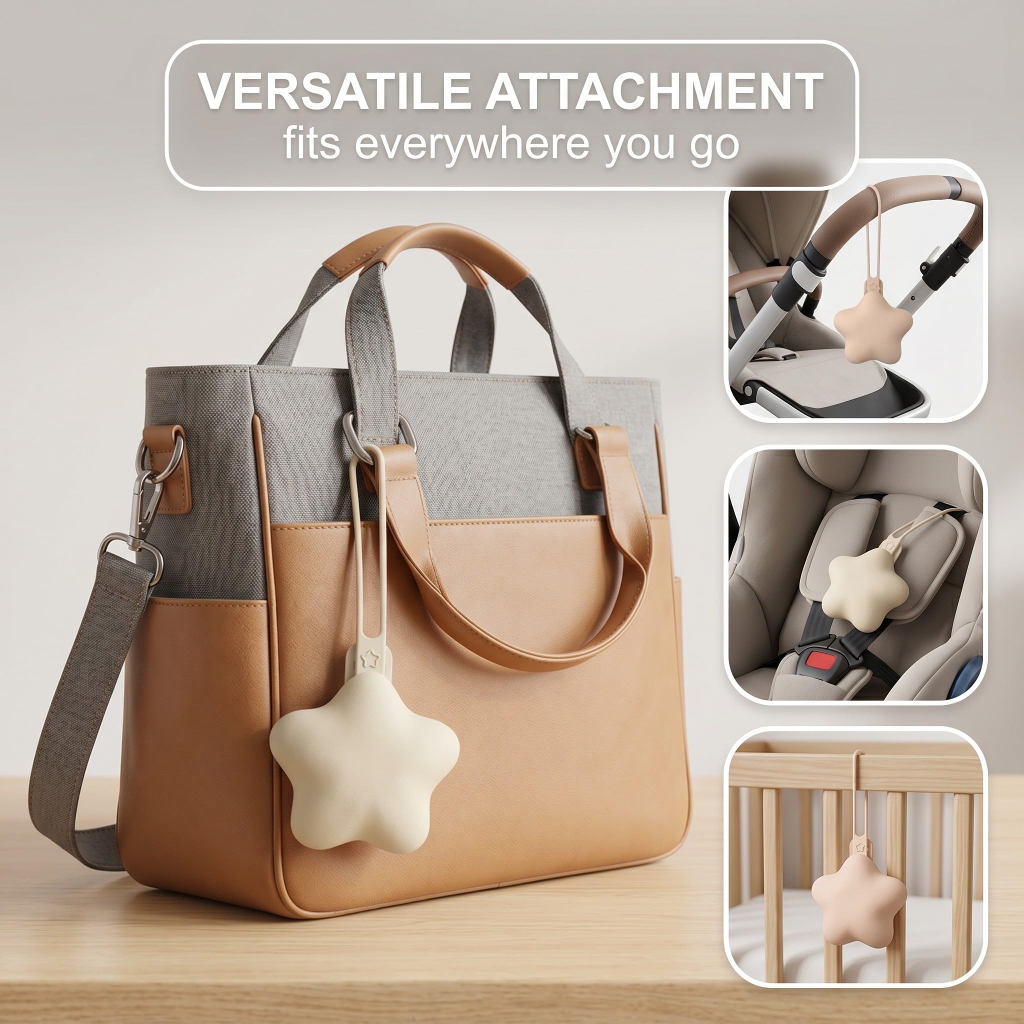 Boîte à sucette en silicone 2 pièces, rangement hygiénique pour bébé, accessoire cadeau naissance (Beige)