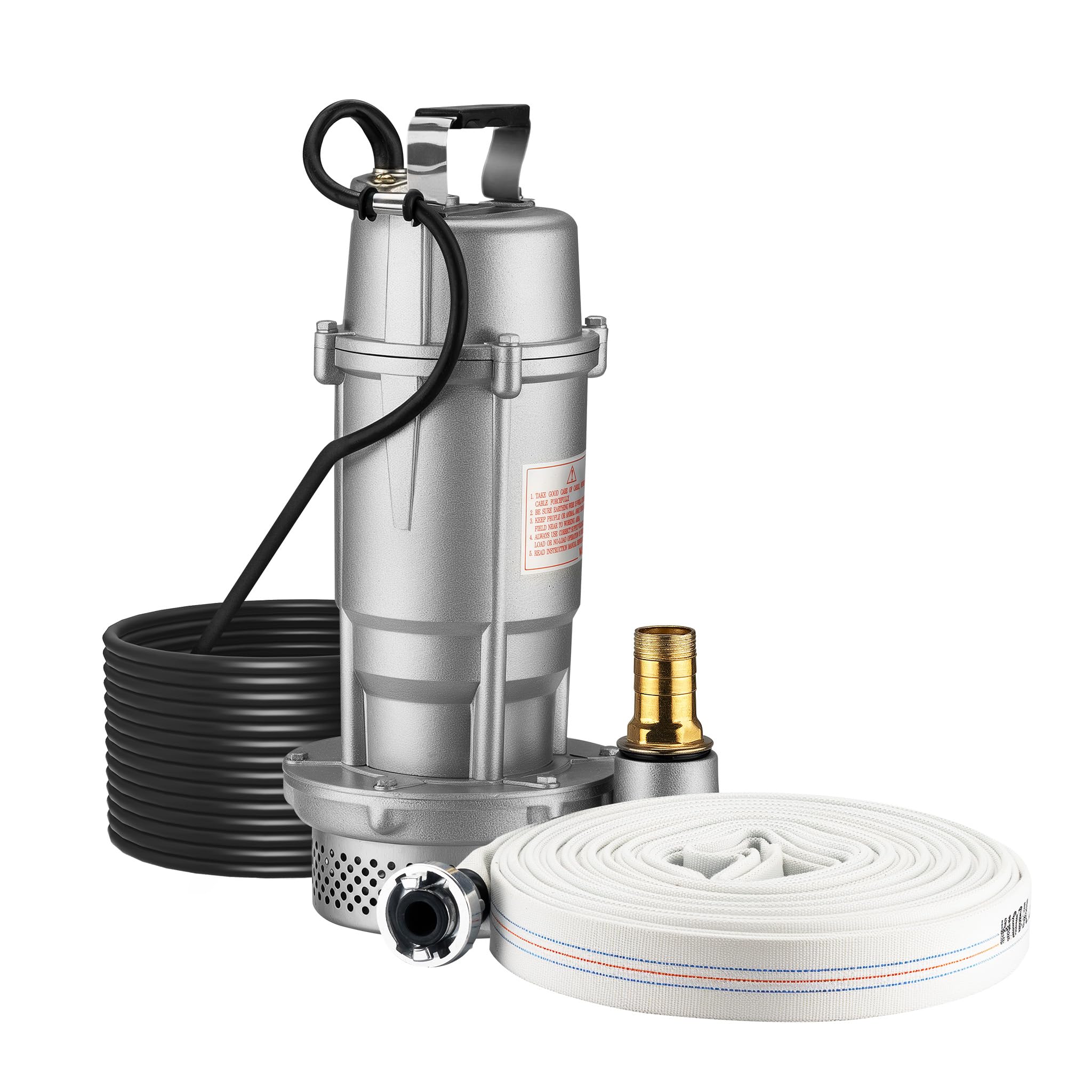 Wiltec Pompe électrique pour eaux sales – Submersible – 370 W / 1500 l/h – Refoulement max. 16 m – avec Tuyau 20 m – Pompe-cave pour Arrosage Irrigation Jardinage Évacuation Drainage