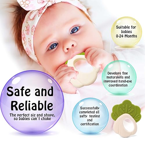 Miniatura 2 de Juguetes de dentición de coliflor para bebé, mordedor de silicona de grado alimenticio, juguetes de bebé con textura suave para alivio de la
