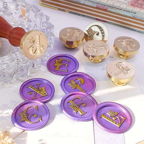 Miniatura 7 de SWANGSA Sello de cera del alfabeto J con inicial, sello de sellado de letras de mariposa elegante vintage para invitación de fiesta de boda,
