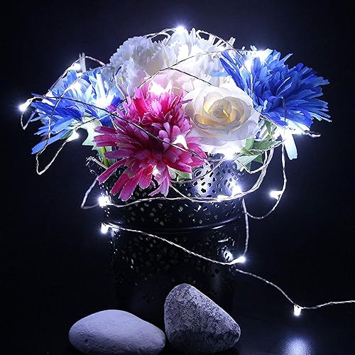Miniatura 4 de Guirnalda de luces que funcionan con pilas, alambre de cobre de 16.4 pies, 50 luces LED, mini luciérnaga, luces estrelladas para dormitorio,