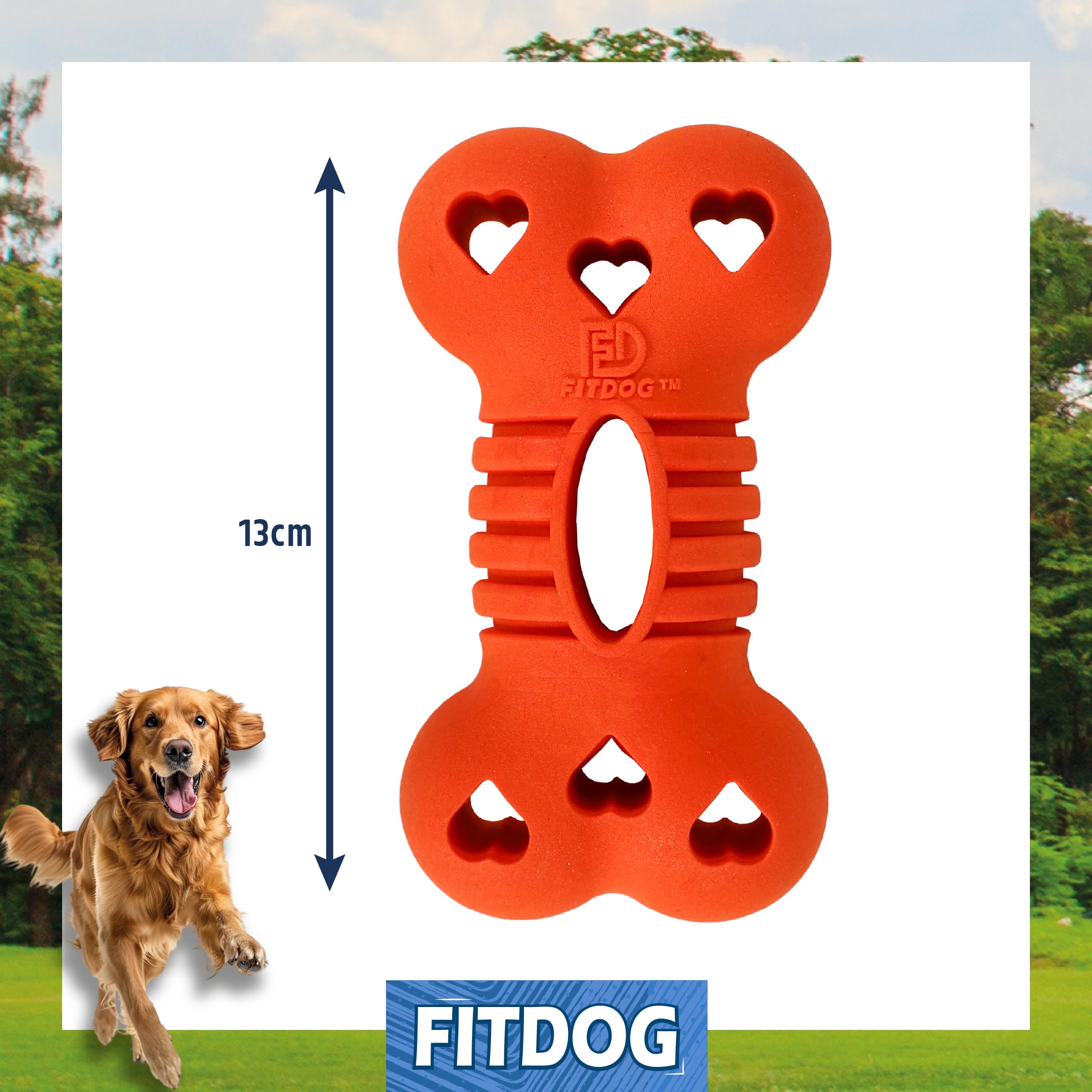 Rosewood Fit Dog Rubber Bone Throw Toy with Foldable Launcher, Durable Outdoor Dog Fetch Toy & Flinger - Image 4