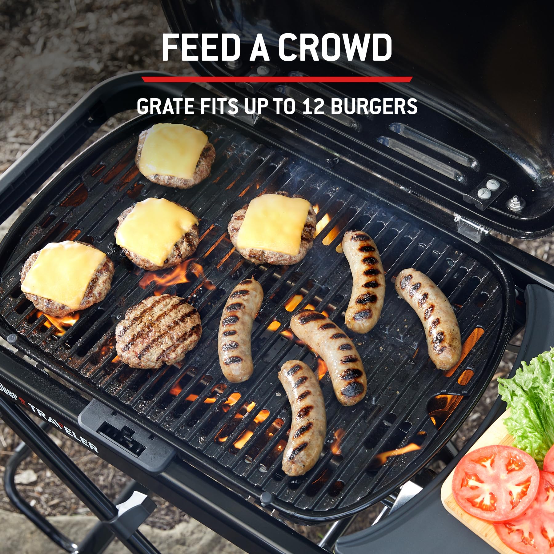 Weber Traveler Compact Gasgrill mit klappbarem Untergestell und Rädern
