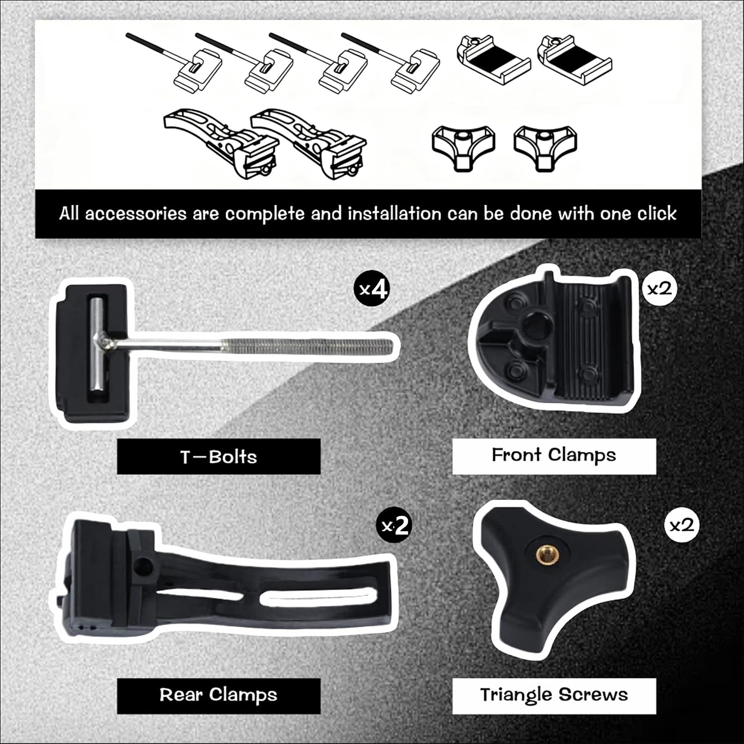 Truck Box Roof Cover Replacement and Accessory Set, Suitable for Hard Three-fold and Four-Fold Truck Cargo Covers, Includes Nuts, T-Type Bolts, Box Roof Cover Clamps (2X Rear Clamp)