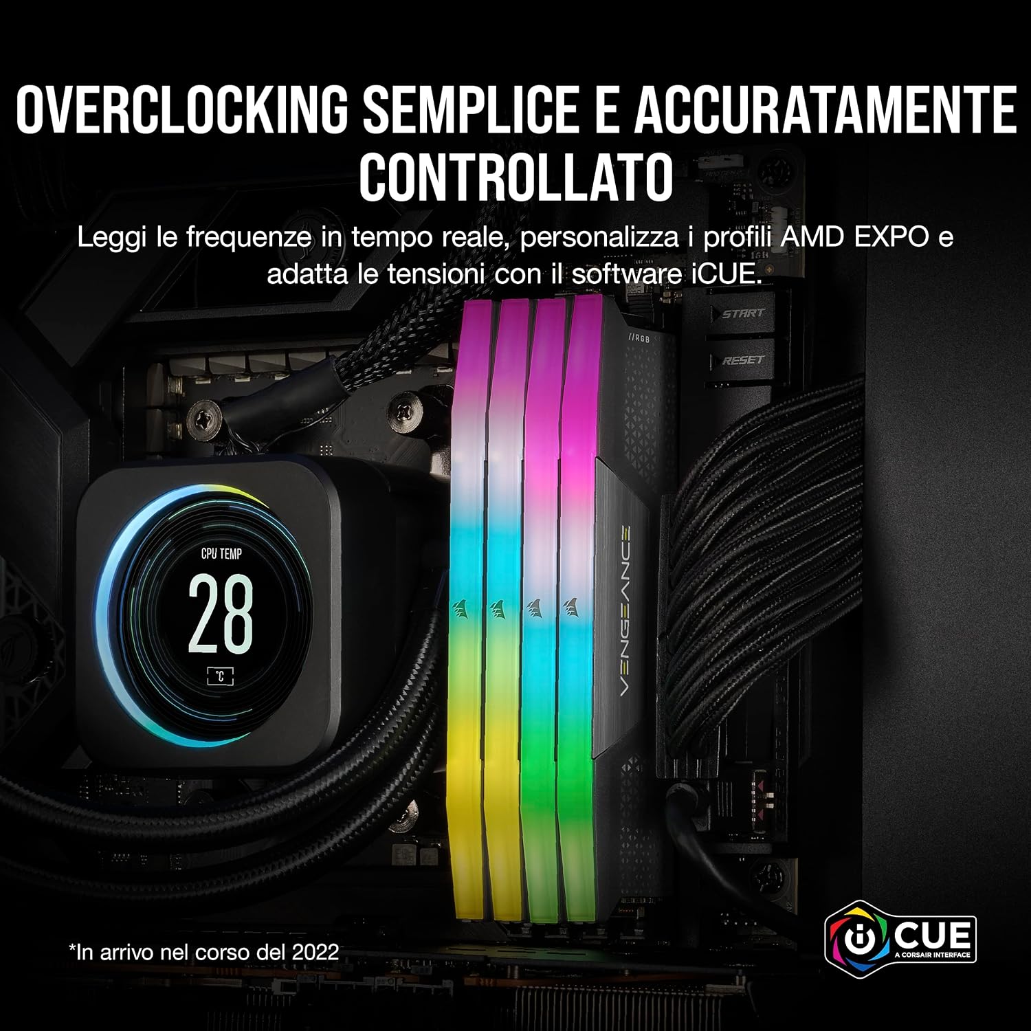 Memoria RAM  Vengeance RGB DDR5 64GB 5600 MHz ottimizzata da AMD - colore Grigio Freddo - RAM - Immagine 4