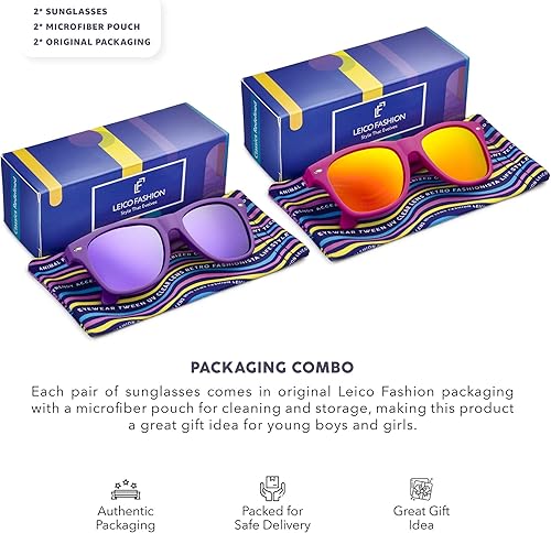 Miniatura 5 de Gafas de sol polarizadas retro para niños y niñas de 3 a 12 años inastillables con protección UV para niños pequeños