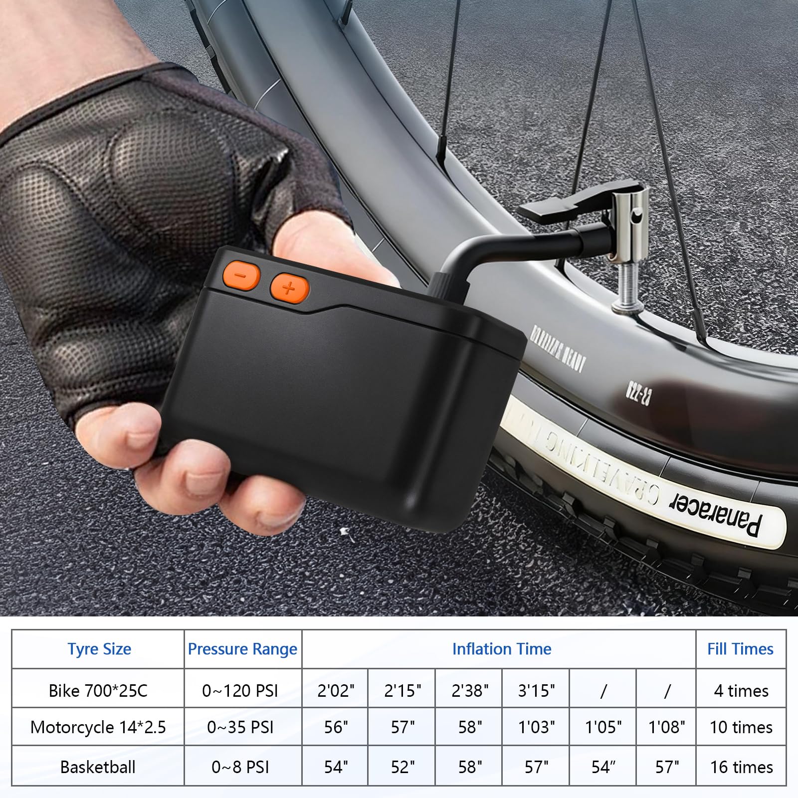 elzle Mini Pompa Elettrica per Bicicletta,120 PSI Portatile Piccola Pompa Per Bicicletta 181g,Display Digitale a LED Pompa per Biciclette con Valvole Presta e Schrader per Biciclette, E-bike, Moto