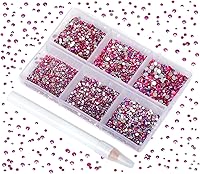 Vista 65 de 2880 diamantes de imitación para arte de uñas, sin termofijación, fijación con pegamento, cristales redondos de vidrio con base plana para hacer