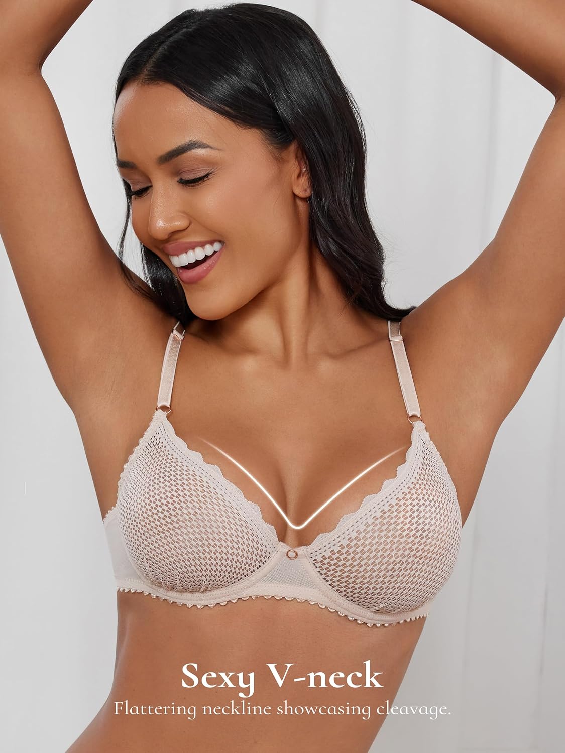 Sexy Lace Unlined Bra Bralette See Through Demi Sheer Mesh Balconette Underwire Unpadded Bras - Image 6