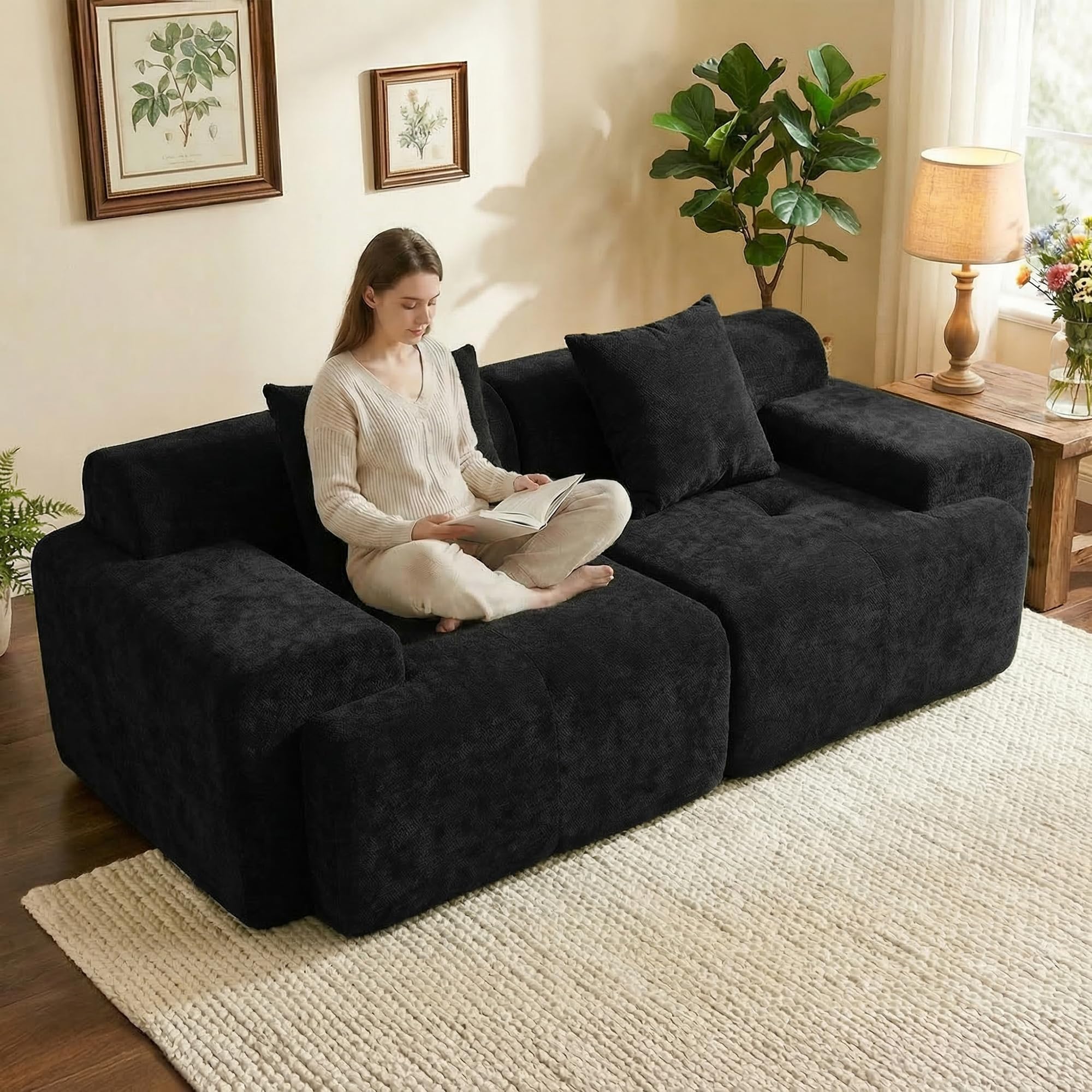Mifnas Boneless Loveseat Couch Dark Gray