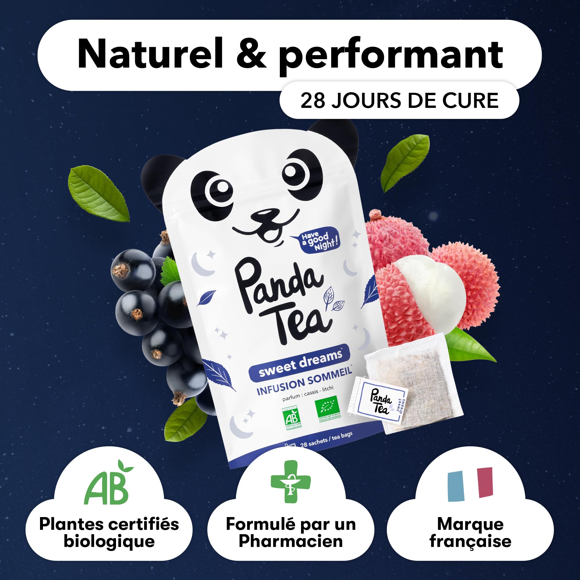 Panda Tea - Duo Slim Tea & Sweet Dreams - Thé Vert Minceur & Infusion Sommeil Profond - 56 Sachets Mousselines - Detox, Perte de poids & Sommeil Réparateur