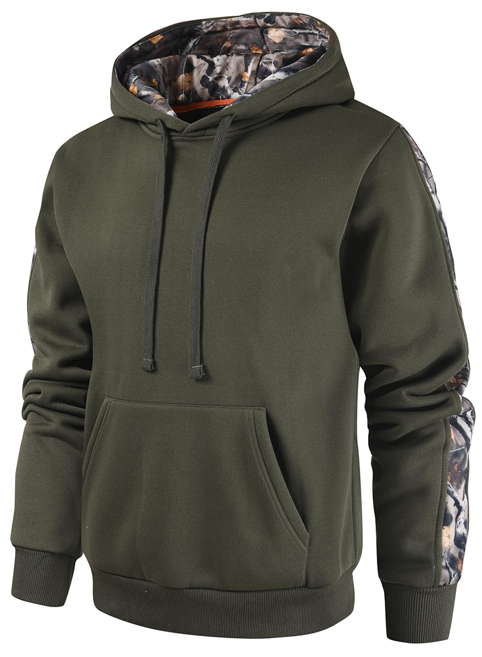 Leidowei Mens Camo Outfitter Fleece Hoodie Pullover Long Sleeve Casual Sweatshirt with Pocket