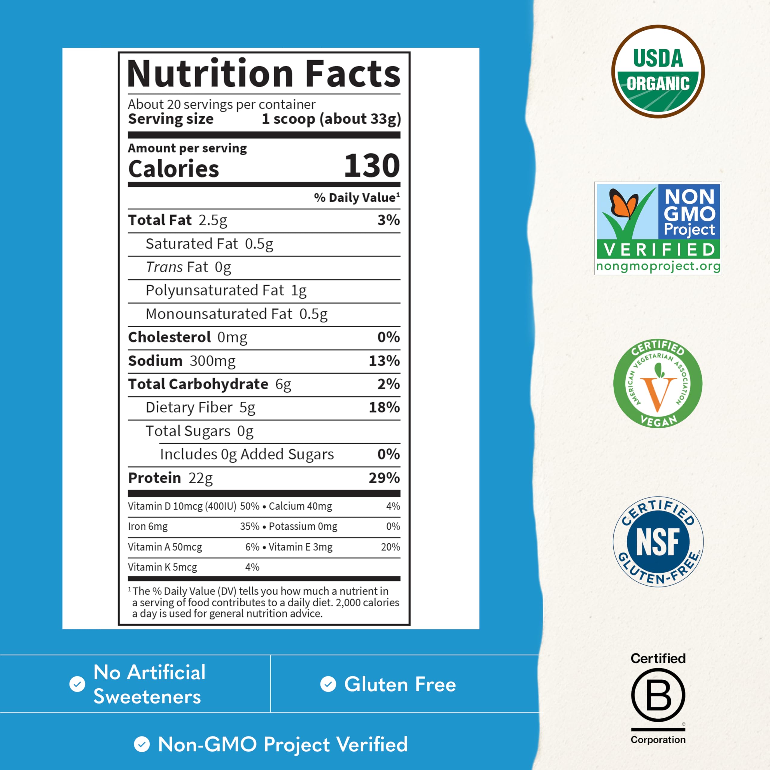 Garden of Life Raw Organic Protein Powder, Vegan, Vanilla, 20 Servings — Amazon image 3