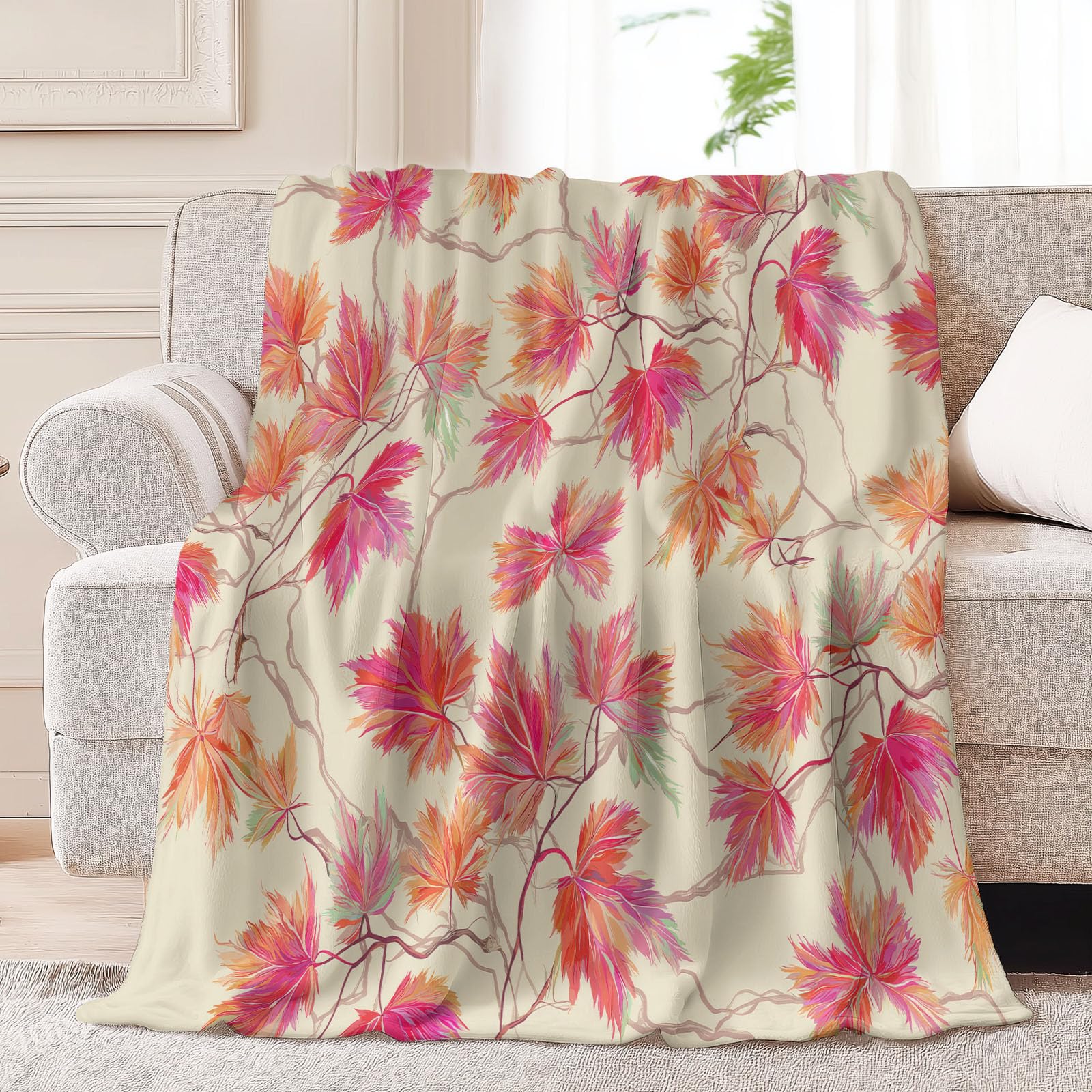 Generisch Manta de 180 x 200 cm, suave franela de color rosa y naranja, exquisita manta de forro polar, manta de sofá para cama, sofá o dormitorio