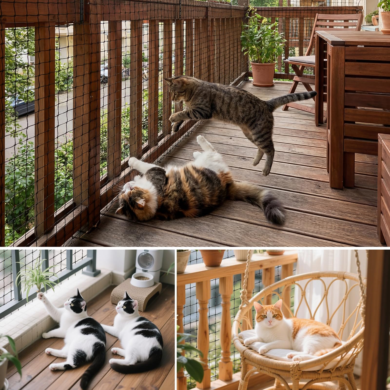 Red para gatos para balcón, red para gatos, malla de alambre reforzada, 6 x 3 m/8 x 3 m, rejilla para gatos, balcón, protección contra mordeduras y desgarros, red de protección para gatos, para