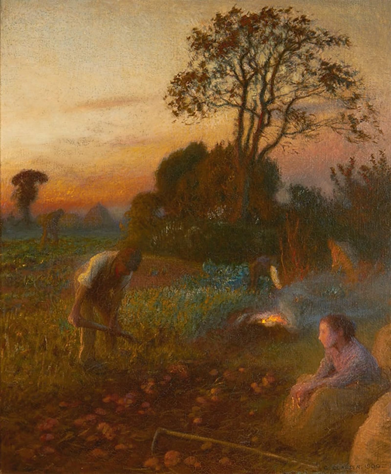Cuadro en lienzo The Potato Patch October Twilight de Clausen 60x90 5