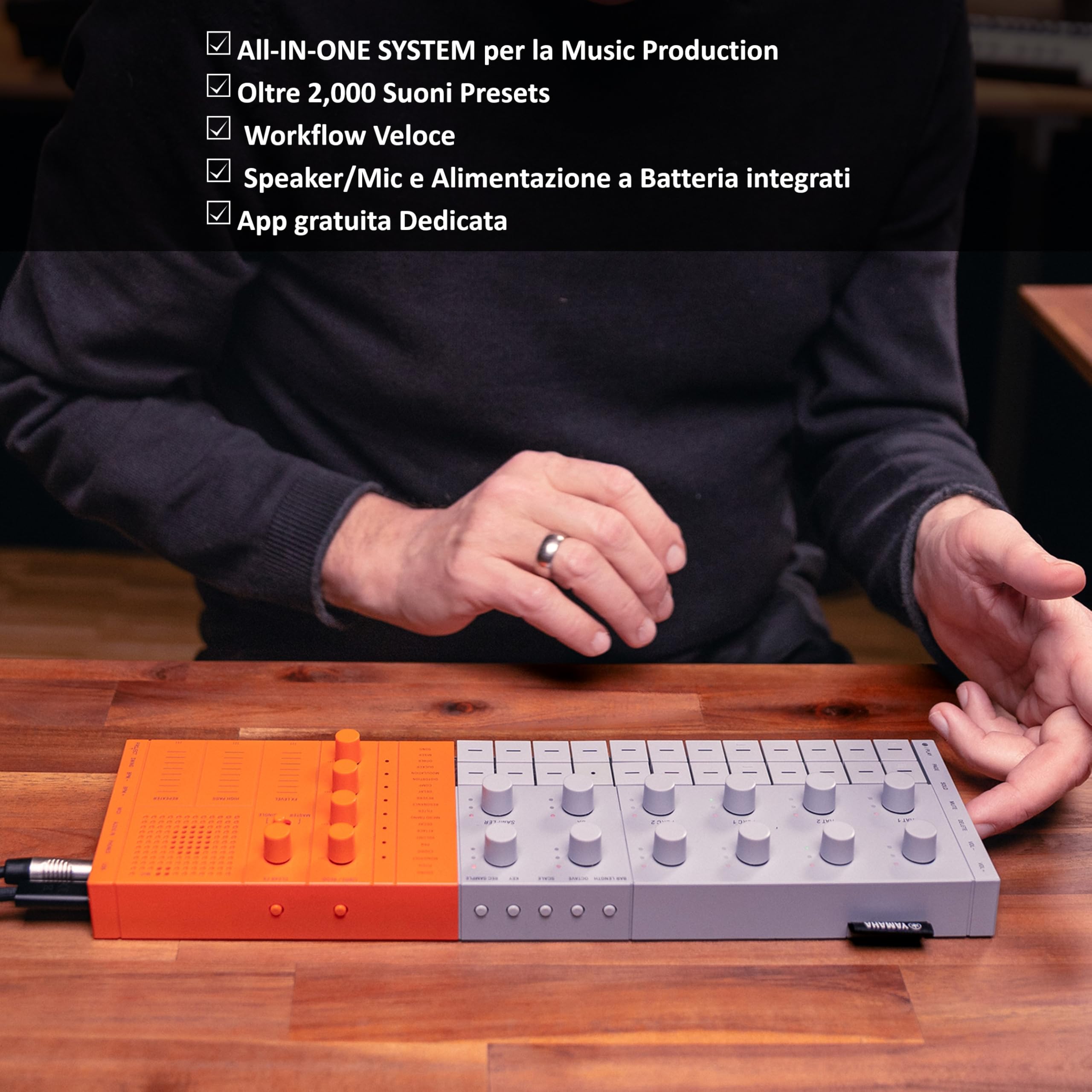 Yamaha SEQTRAK Mobile Music Ideastation – Studio di Produzione Musicale All-in-One con Motori Sonori Doppio, Campionamento Integrato, Altoparlante Incorporato e Batteria Ricaricabile – Arancio
