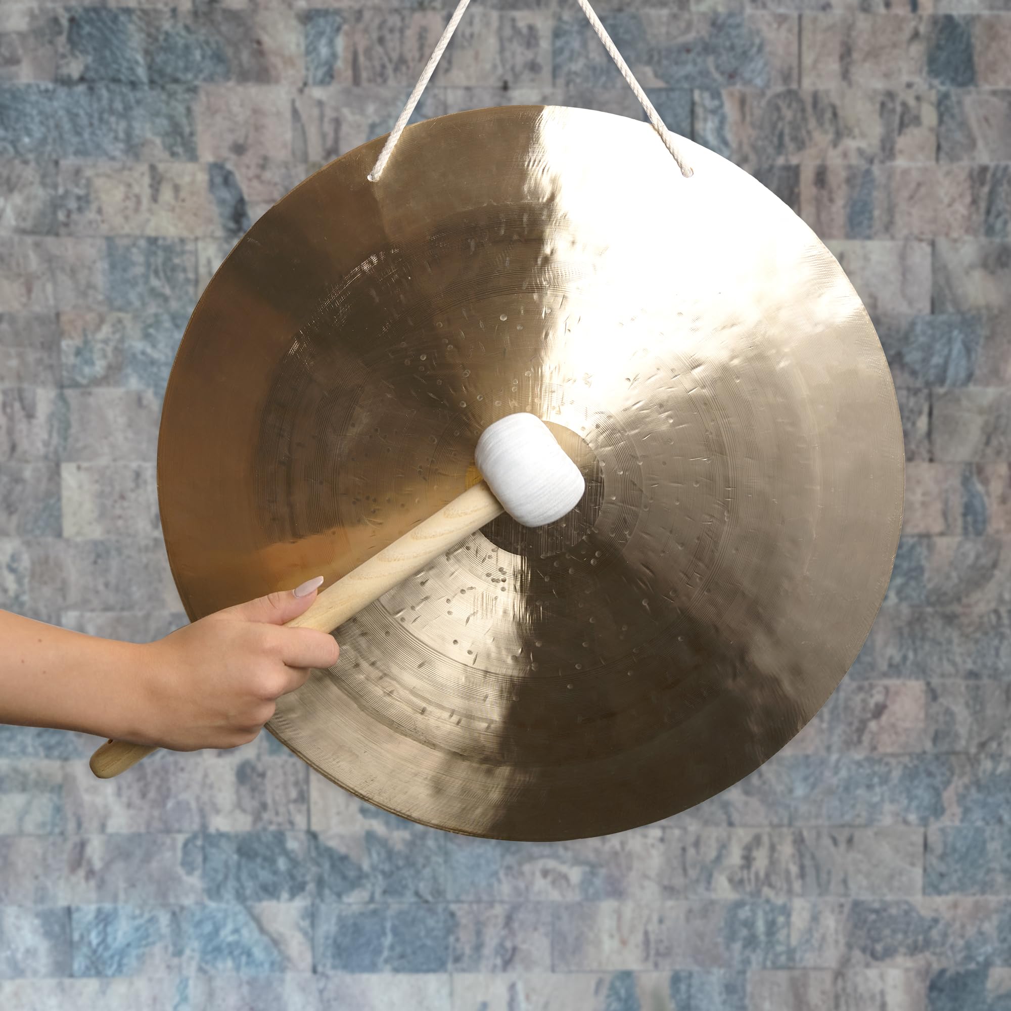 Feng Gong/Wind Gong 50 cm mit tollem Klang, inklusiv Holz-/ Baumwollklöppel -7008-