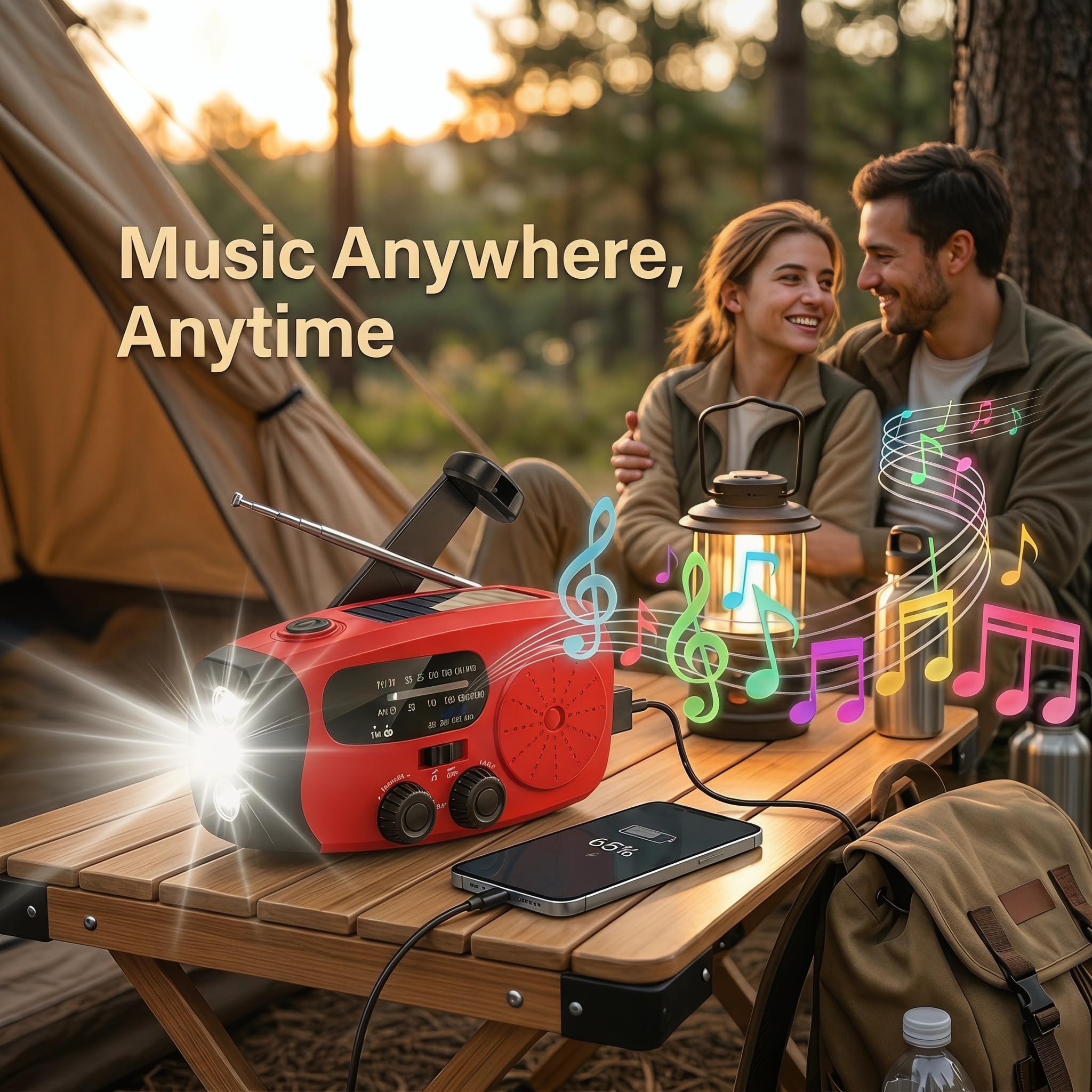 Emergency Radio Solar Kurbelradio con 3LED Linterna, 2000mAh Powerbank y SOS-Alarm – Radio Portátil para Kit de Emergencia Familiar, Camping, Aire Libre, Huracán, Terremotos